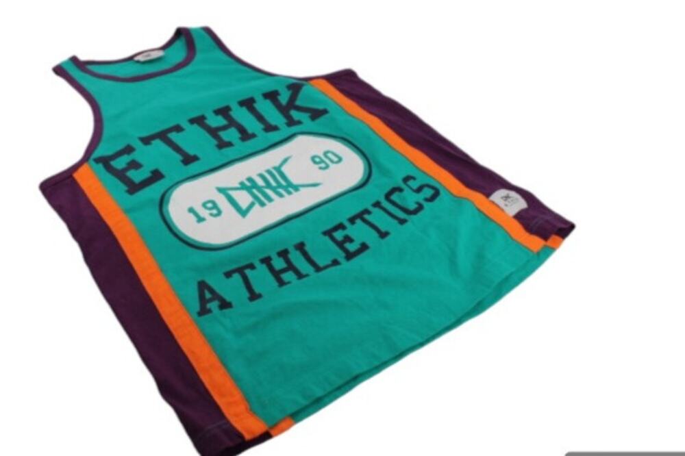 Ethik Tank Mens Small Colorful Green Purple Orange Color Block